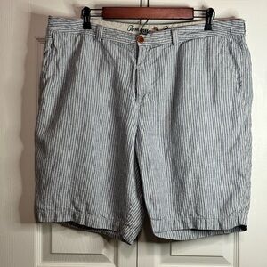 Tommy Bahama Shorts Mens 38 Blue & White Striped Flat Front Chino Casual